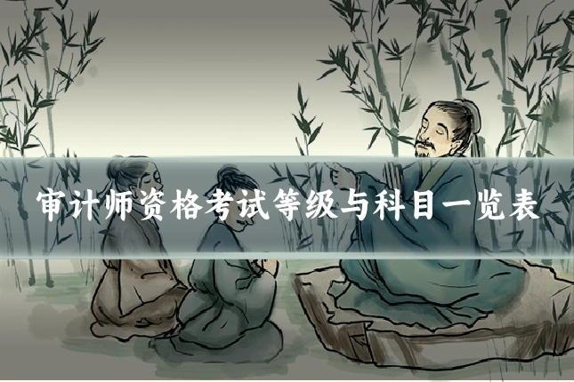 审计师资格考试等级与科目一览表