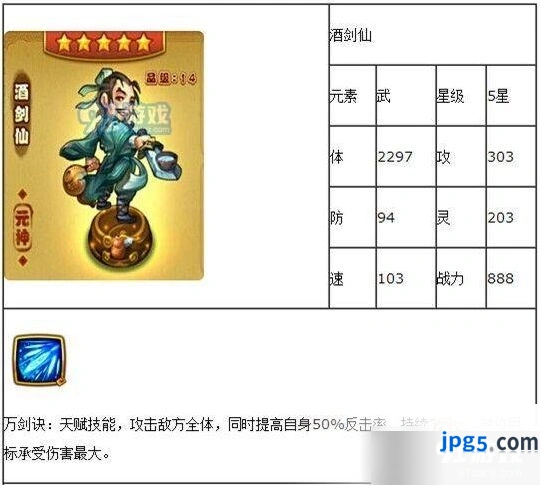 仙剑奇侠传酒剑仙属性技能攻略